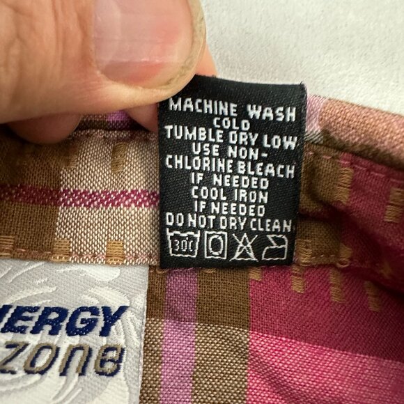 Energy Zone Womens Plaid Short Sleeve Button-Up Shirt Size L Pink/Brown - Picture 4 of 4